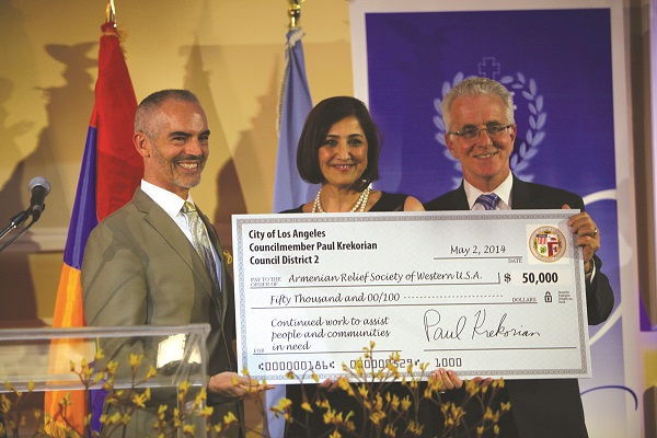 LA City Councilmen present $50,000 check to ARS