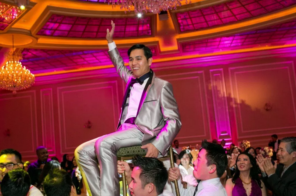 Wedding Venue In Los Angeles - Wedding Reception in Ballroom with Pink Ceiling